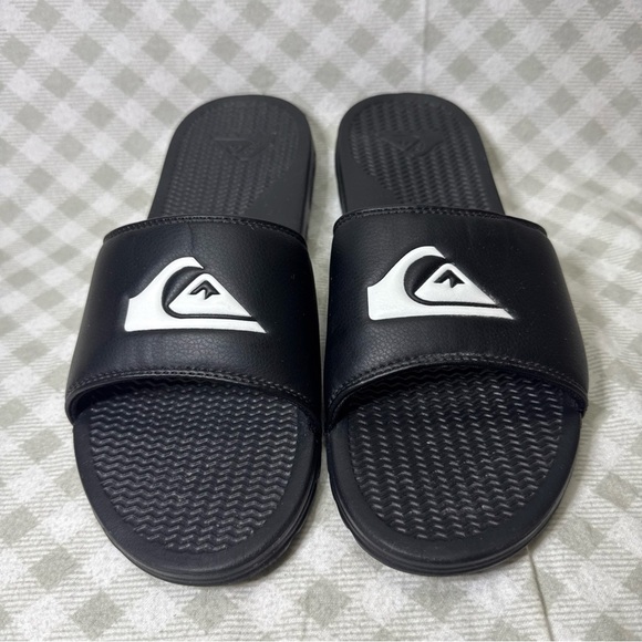 QUIKSILVER Men's 'Shoreline ' Faux Leather Slider Sandals, Us (11.5) - Black - Picture 1 of 6